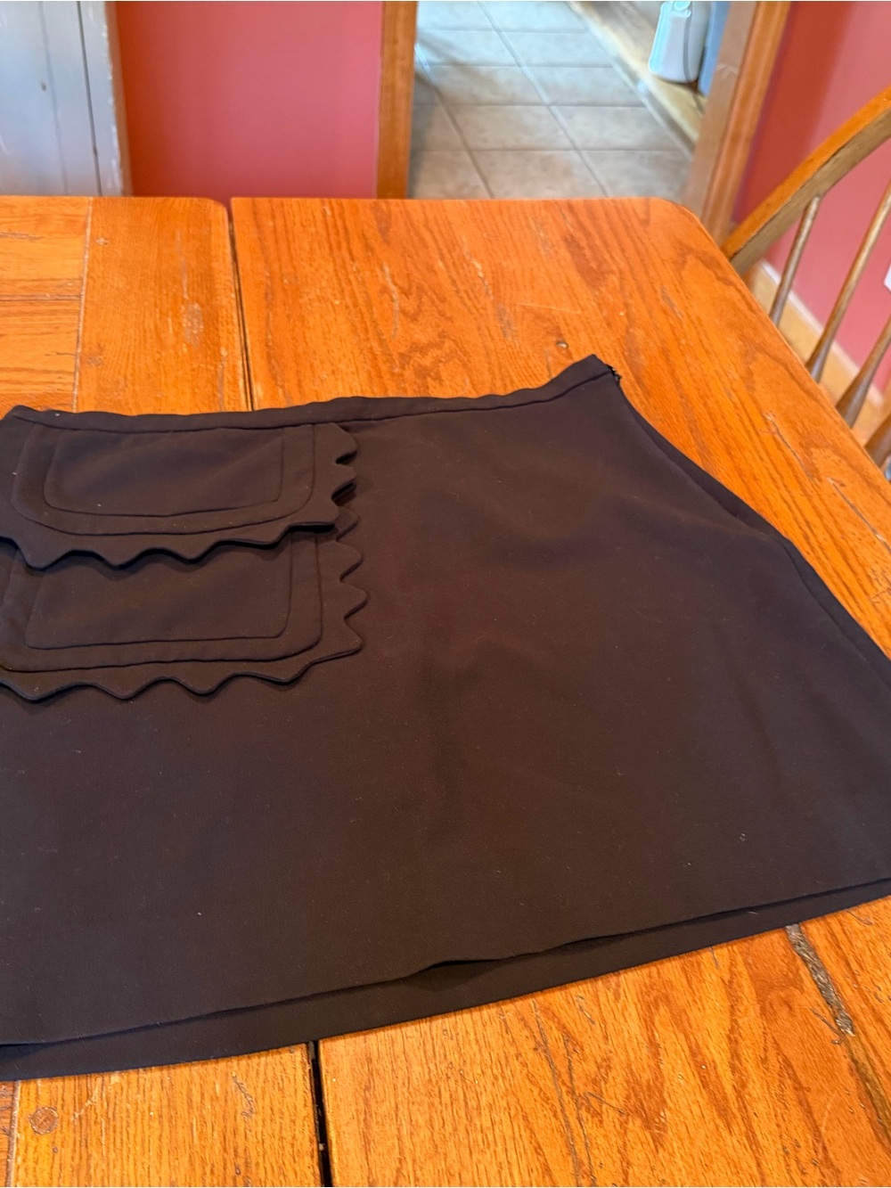 Victoria Beckham Black Mini Skirt with Scalloped Patch Pockets